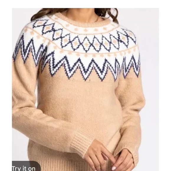 Thread & Supply Sweaters - Thread & Supply Womens Fair Isle Claire Knit Sweater Oat Brown  Small NWT
